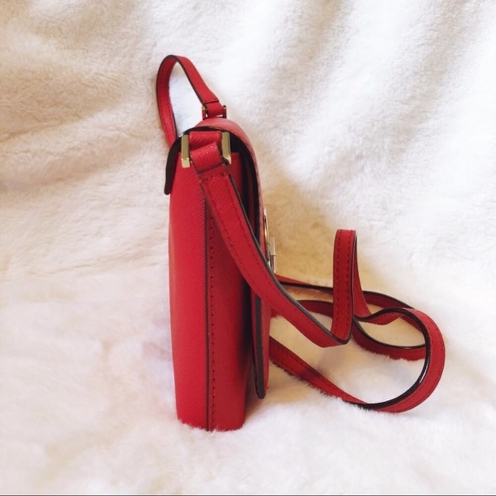 Kate Spade Red Saffiano Leather Crossbody Bag with Gold Hardware - Picture 6 of 8